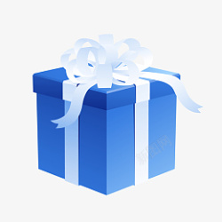银色包装盒节日生日银色丝带蓝色礼物盒元素高清图片