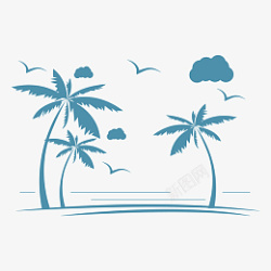 海边旅游度假椰子树剪影素材