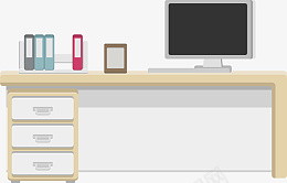 放了电脑有柜子的书桌png免抠素材_新图网 https://ixintu.com 卡通 平面 装饰元素 书桌