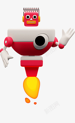 游戏3d图标大红机器人png免抠素材_新图网 https://ixintu.com 游戏 3d 图标 大红机器人