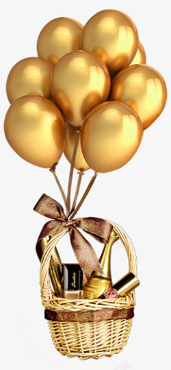 金色篮子的气球素材