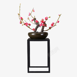 中国风装饰物花盆桌子素材