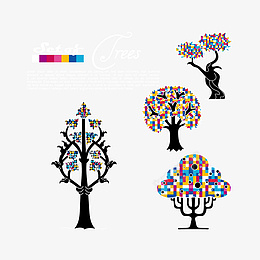矢量创意彩色树ai免抠素材_新图网 https://ixintu.com 矢量图 树 彩色树 创意树 矢量树