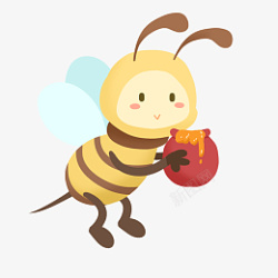 鲜艳翅膀Q版蜜蜂免抠PNG素材式高清图片