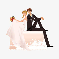 婚庆桌卡设计手绘卡通婚庆元素高清图片