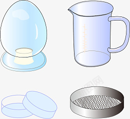 试验器皿科研简图png免抠素材_新图网 https://ixintu.com 样品展示瓶 烧杯 培养皿 过滤筛