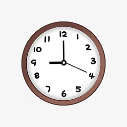 半立体装饰时钟插图png免抠素材_新图网 https://ixintu.com 咖啡色边框 数字表盘 白色底盘 分针 数字 时针 时间 秒针