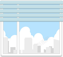 蓝色窗帘的窗户png免抠素材_新图网 https://ixintu.com 卡通 平面 装饰元素 窗户