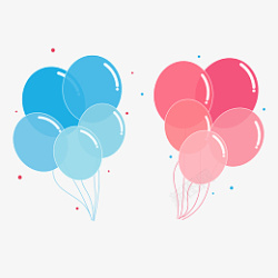 节日粉色蓝色气球两束素材