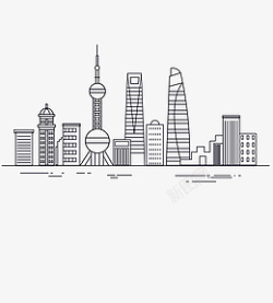 上海线条上海城市天际线高清图片