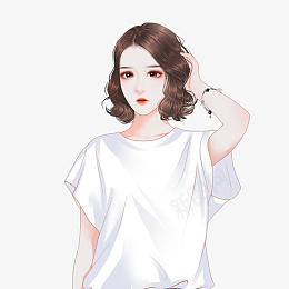 现代卡通美女png免抠素材_新图网 https://ixintu.com 美女 现代 白衬衫 短袖