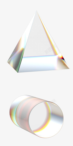 立体水晶透明金边圆和三角素材