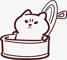 AI线稿罐头里的卡通小猫ai免抠素材_新图网 https://ixintu.com 卡通 线稿 AI 源文件
