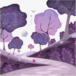 矢量紫色树木插画素材