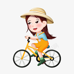 卡通骑自行车的小女孩png免抠素材_新图网 https://ixintu.com 卡通 手绘 骑自行车 女孩