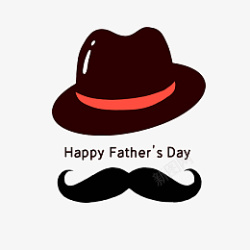 男士礼帽父亲节礼帽和胡须PNG免抠素材高清图片