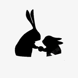 两只玉兔八月十五中秋节两只分享月饼的兔子高清图片