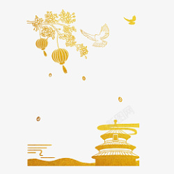 国庆节烫金中国风边框素材