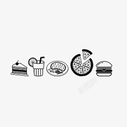 汉堡包套餐创意美食黑白png高清图片