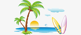 夏天的海滩椰树psd免抠素材_新图网 https://ixintu.com 夏天 海滩 椰树 冲浪