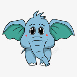 群居动物卡通蓝色长鼻子大象高清图片