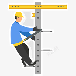 电线杆上示意的工人劳动节正在维修电路的工人矢量免抠高清图片