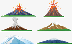 火山插画卡通火山爆发集高清图片