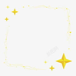 星框金色闪亮星星圈点线条边框高清图片