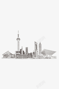 城市线稿多地素材