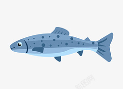 深海鱼手绘浅蓝色的深海鱼插画高清图片