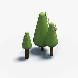 C4D树木三棵高树png免抠素材_新图网 https://ixintu.com C4D 树木 植物 3D 立体模型