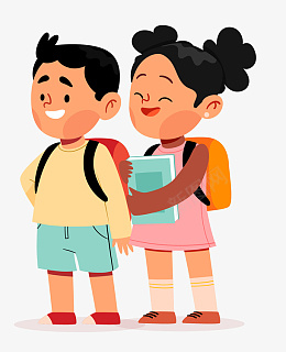背书包的小女孩和小男孩png免抠素材_新图网 https://ixintu.com 背书包 男孩 女孩 儿童