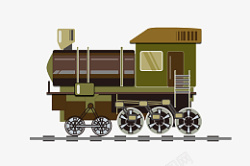 棕绿色蒸汽火车插画素材