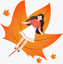 秋天小女孩躺在树叶上png免抠素材_新图网 https://ixintu.com 秋天 小女孩 躺 树叶上
