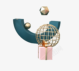 商铺商业C4D装饰金色绿色png免抠素材_新图网 https://ixintu.com 商铺 商业 C4D 装饰 金色 绿色