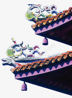 中国风凤纹装饰宫殿屋角高清图片