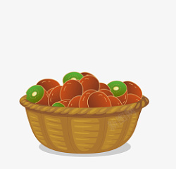 篮子装柿子篮子装猕猴桃插画高清图片