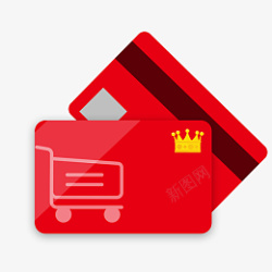 商超购物扁平化卡通皇冠红色超市购物卡幽高清图片