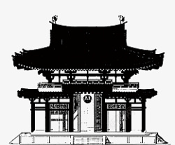 中式房子剪影素材