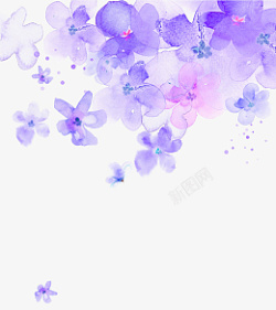 手绘水彩中国风紫色梦幻花朵边框素材素材