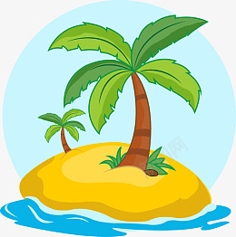 卡通海岛岛屿ai免抠素材_新图网 https://ixintu.com 岛屿 海岛 椰子树 蓝天