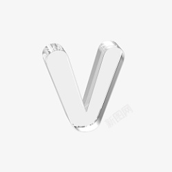 立体水晶透明字母vv素材