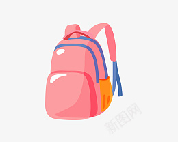 卡通手绘粉色书包插画png免抠素材_新图网 https://ixintu.com 儿童书包 粉色书包 双肩包 书包 便捷 卡通 可爱 携带 收纳 方便 皮革 背包 布
