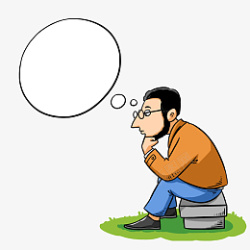 男士思考手绘卡通眼睛男士思考气泡对话框高清图片
