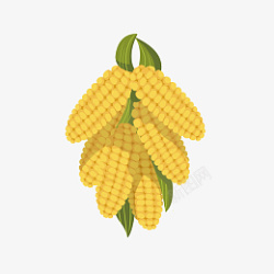一串玉米秋天玉米成熟卡通元素高清图片
