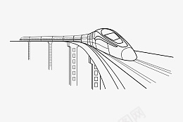 火车动车高铁线条剪影png免抠素材_新图网 https://ixintu.com 城市线条 线条动车 列车 剪影 动车 火车 线稿 高架 高铁