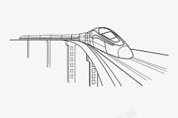 线条动车火车动车高铁线条剪影高清图片