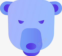蓝泽色插画熊扁平风格高清图片