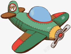 手绘卡通飞机玩具模型素材
