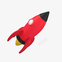红色3D小火箭素材